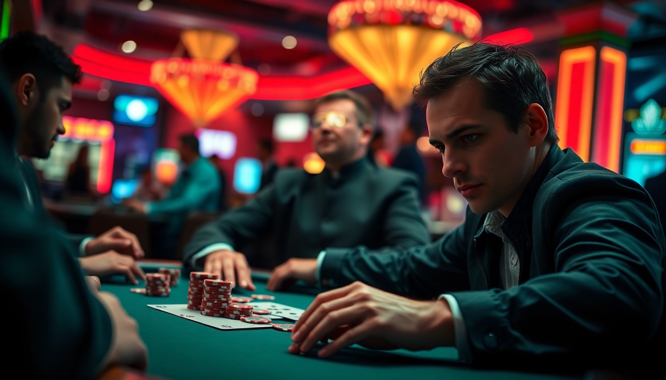 Engaging action at afk toto casino poker table with vibrant chips and cards.