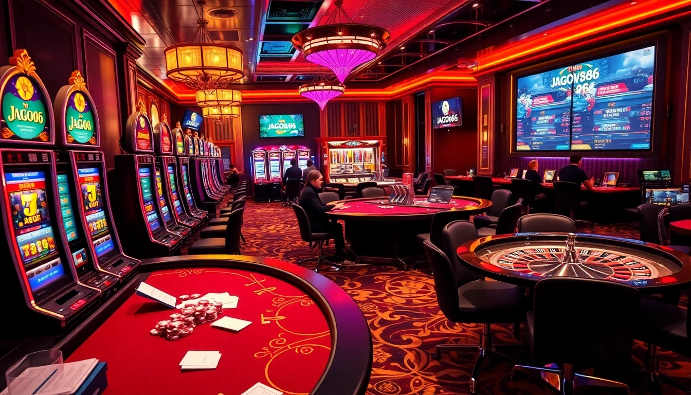 Experience the excitement of jagoan86 with luxury slot machines and vibrant casino ambiance.