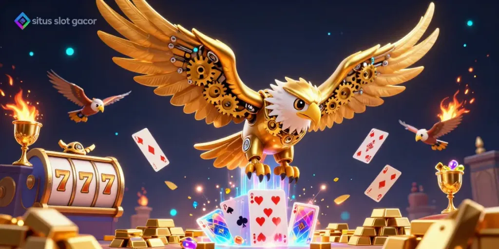 Menghadirkan situs slot gacor dengan elang emas cybernetic dan elemen permainan mengkilap untuk memenangkan jackpot.