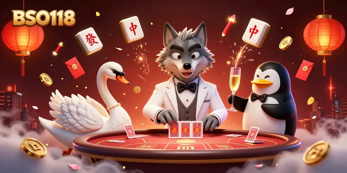 Experience a vibrant BSO118 baccarat scene with dynamic characters and festive elements.