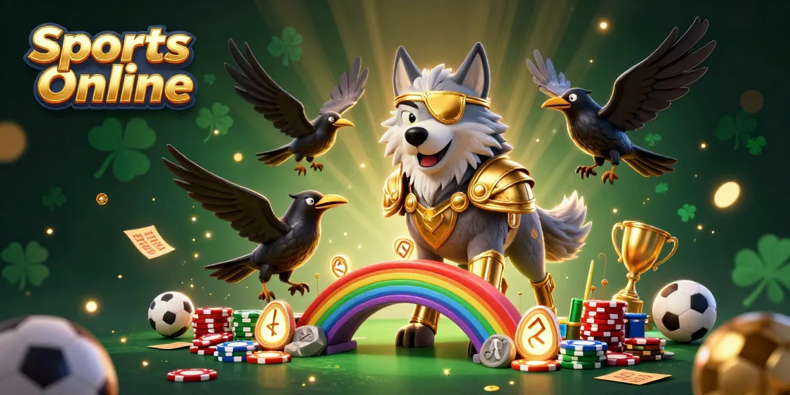 Experience Sports Online with engaging betting scenes featuring Odin and his ravens surrounded by dynamic elements.