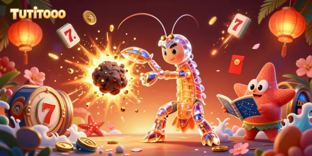 TUTITOTO sparks excitement as the galactic samurai battles an asteroid with golden gems and coins.