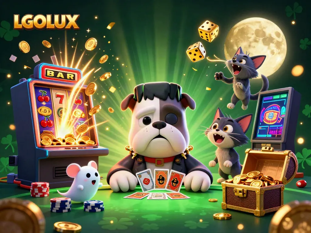 Play thrilling games at LGOLUX with 3D cartoon characters and vibrant casino elements.