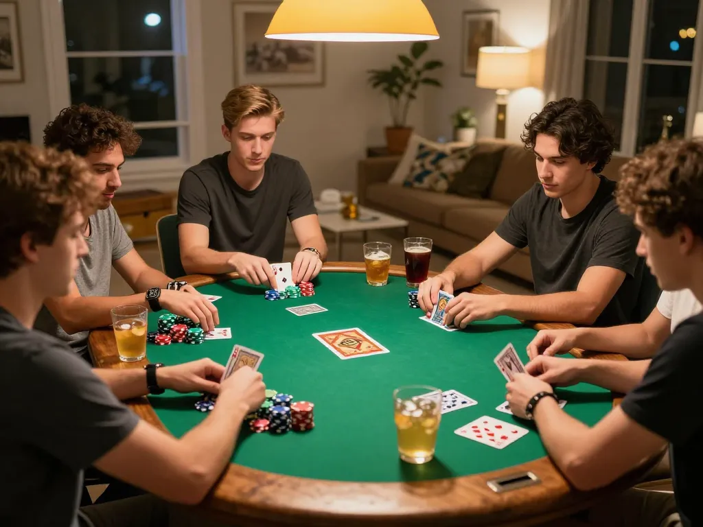 SATRIA123 brings friends together for an exciting poker night with colorful chips and intense focus.