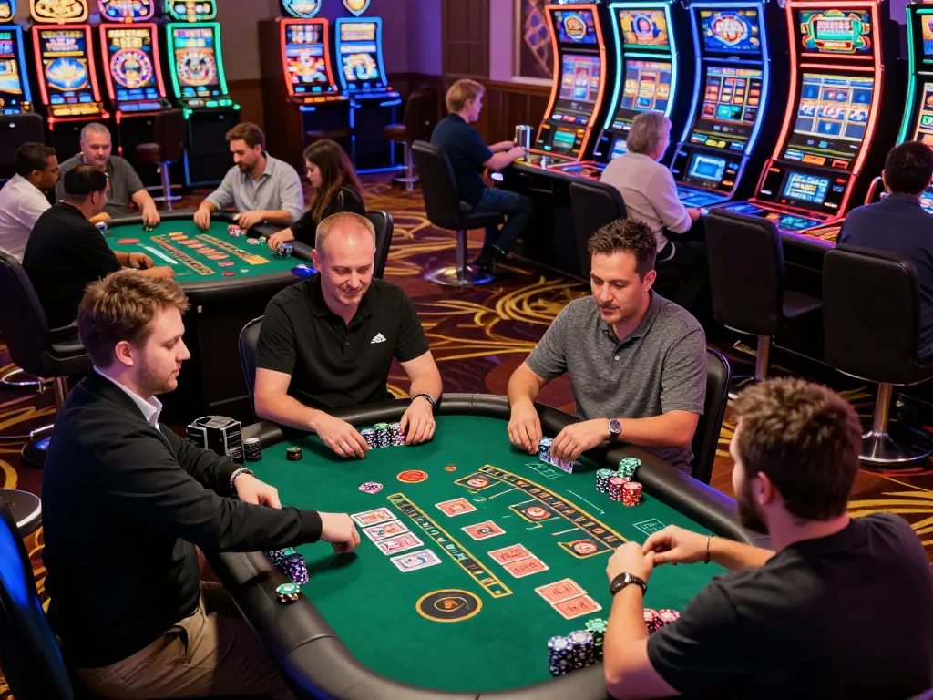 Players strategizing at a lively blackjack table at a casino featuring alfa 138 excitement.