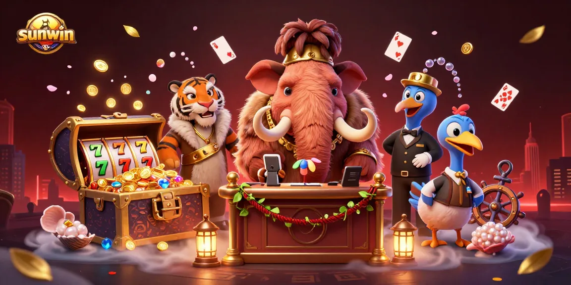 Engage with sunwin's thrilling gaming adventure featuring vibrant characters in a dynamic casino scene.