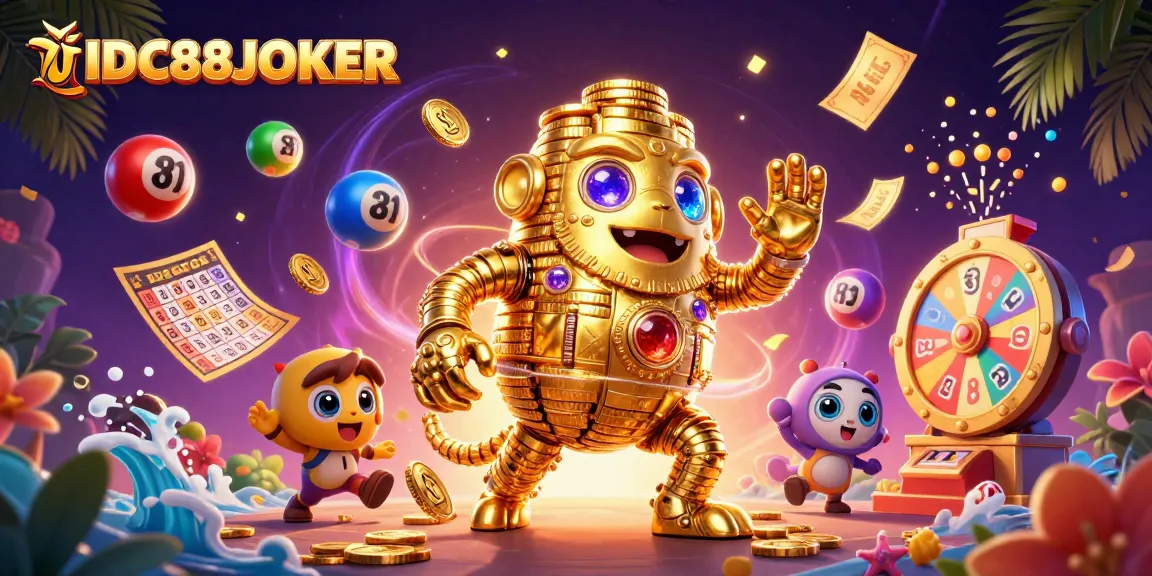 Spin & win at IDC88JOKER with golden golem jackpot adventure and vibrant casino elements.