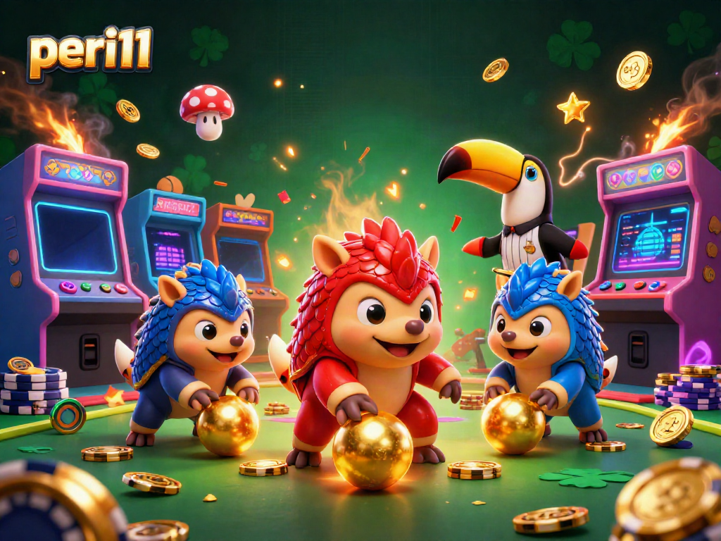Engage with peri11's vibrant gaming scene featuring rival pangolins and dynamic casino elements.