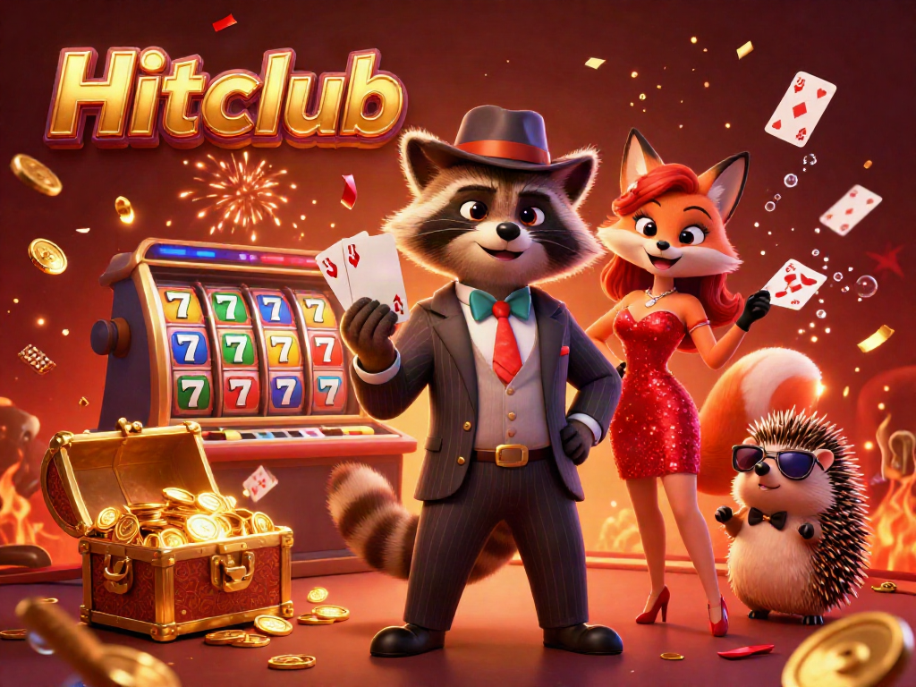 Experience the thrill of Hitclub with this animated casino scene showcasing vibrant characters and winning elements.