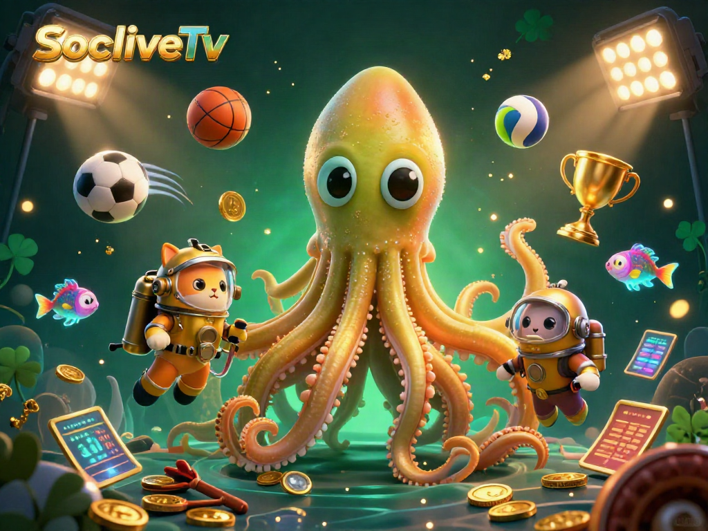 Experience thrilling sports betting with SocoliveTv as the kraken emerges amidst dynamic athletic elements.