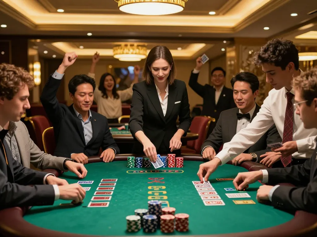 Players engage in an exciting blackjack game at the casino, aiming for a thrilling 33 win.