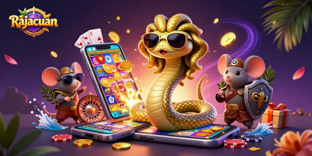 Experience the vibrant Rajacuan gameplay with friendly mythological characters amidst exciting slot elements.