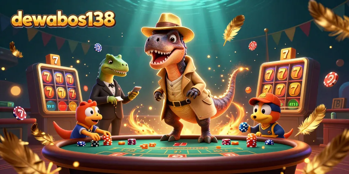 Permainan slot menarik di dewabos138 dengan velociraptor dan stegosaurus beraksi di meja blackjack.