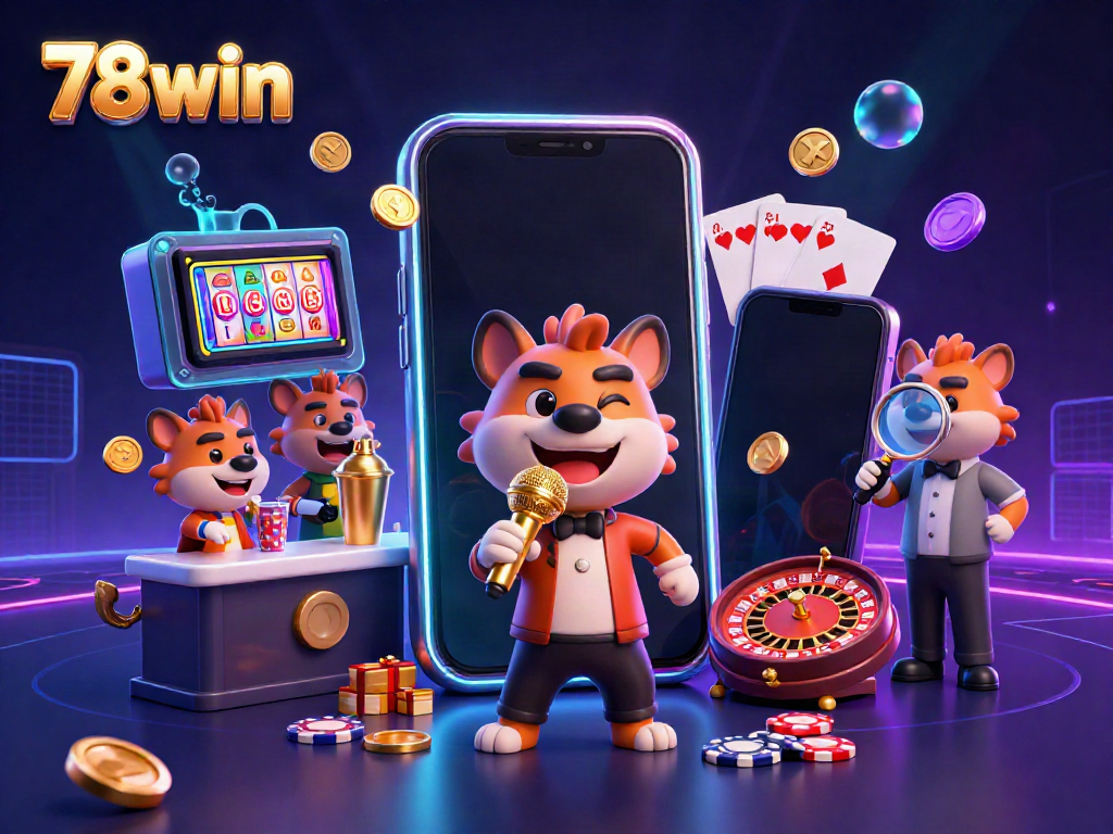 78win brings lively fun to the casino scene with hyenas enjoying slots and comedy.