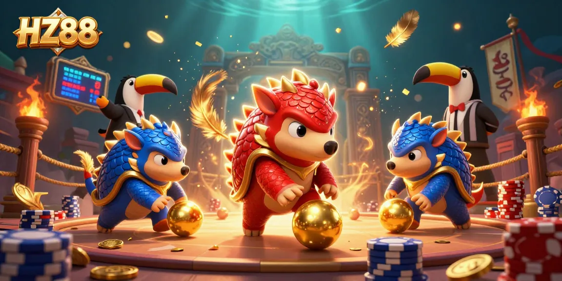 Experience the thrilling HZ88 casino world with vibrant pangolins and dynamic gaming elements.