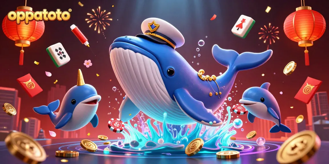 Engage with oppatoto in this vibrant, exciting 3D cartoon casino scene featuring playful marine companions.