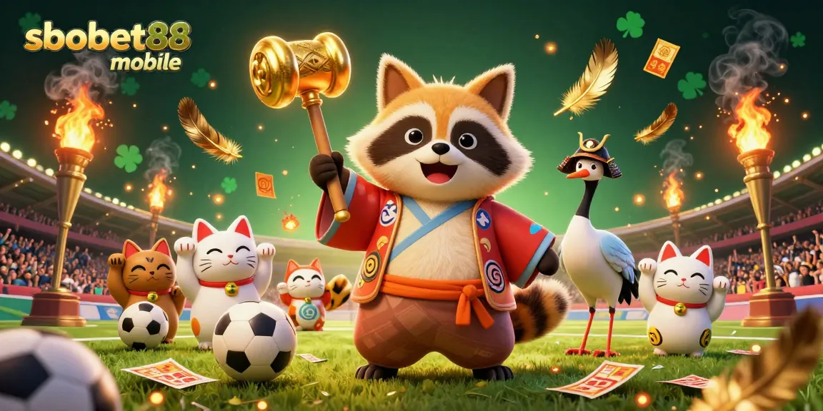 Engage with thrilling sbobet88 mobile sports betting, featuring vibrant characters and action elements.