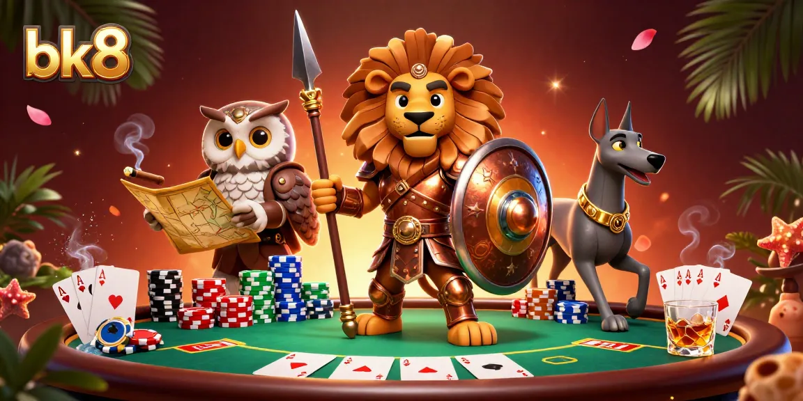 Experience vibrant bk8 gaming action with a poker table scene featuring iconic characters and dynamic casino elements.