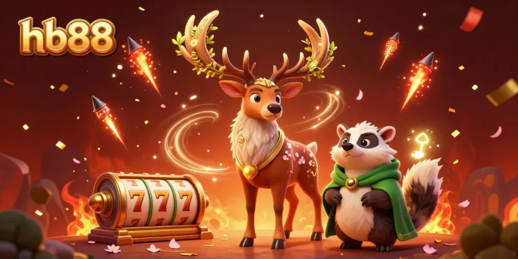 Experience thrilling gameplay at hb88 casino with stunning visuals of our 3D druid stag and casino-themed elements.