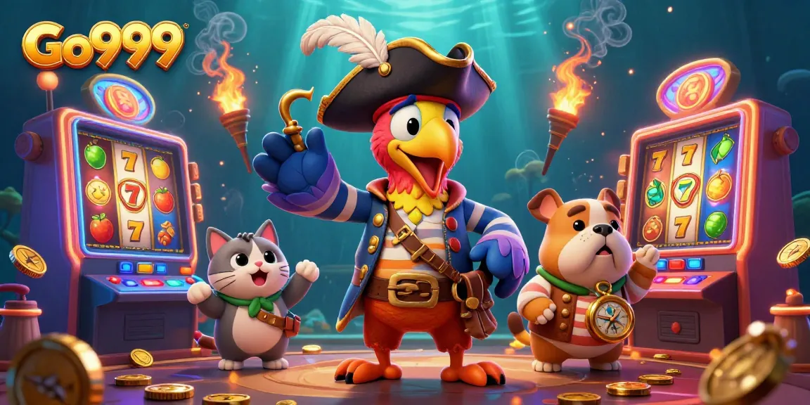 Experience thrilling jackpots and fun with Go999 in this vibrant 3D casino scene.
