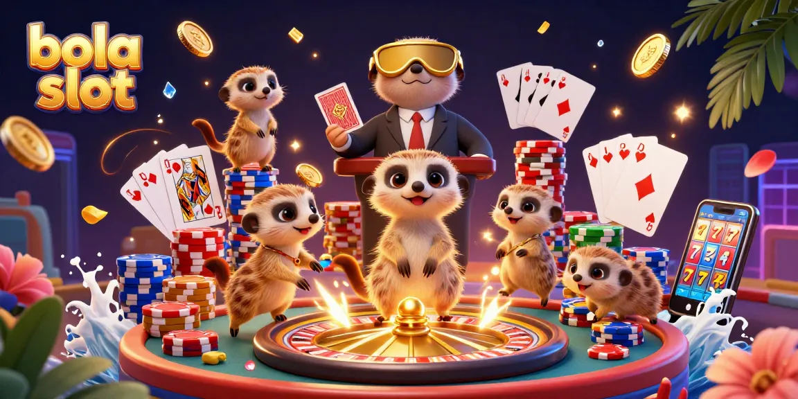 Play immersive bola slot games with lively meerkats managing a dazzling casino.