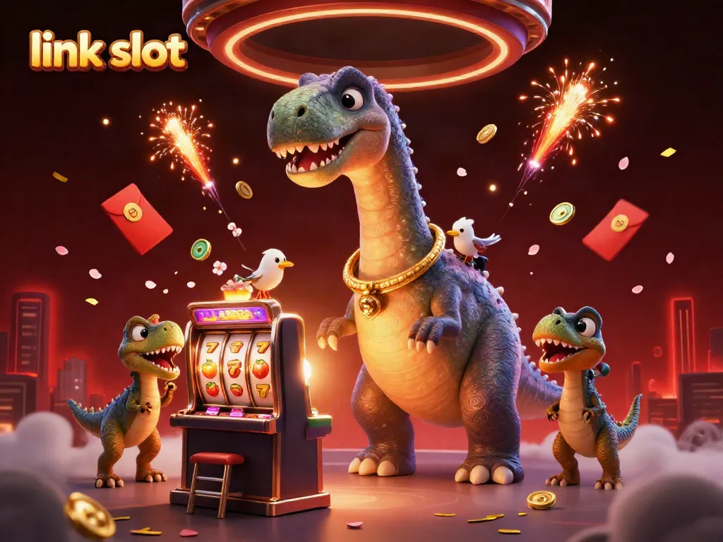 Permainan slot menarik dengan link slot melawan jackpot, ditampilkan dalam ilustrasi 3D