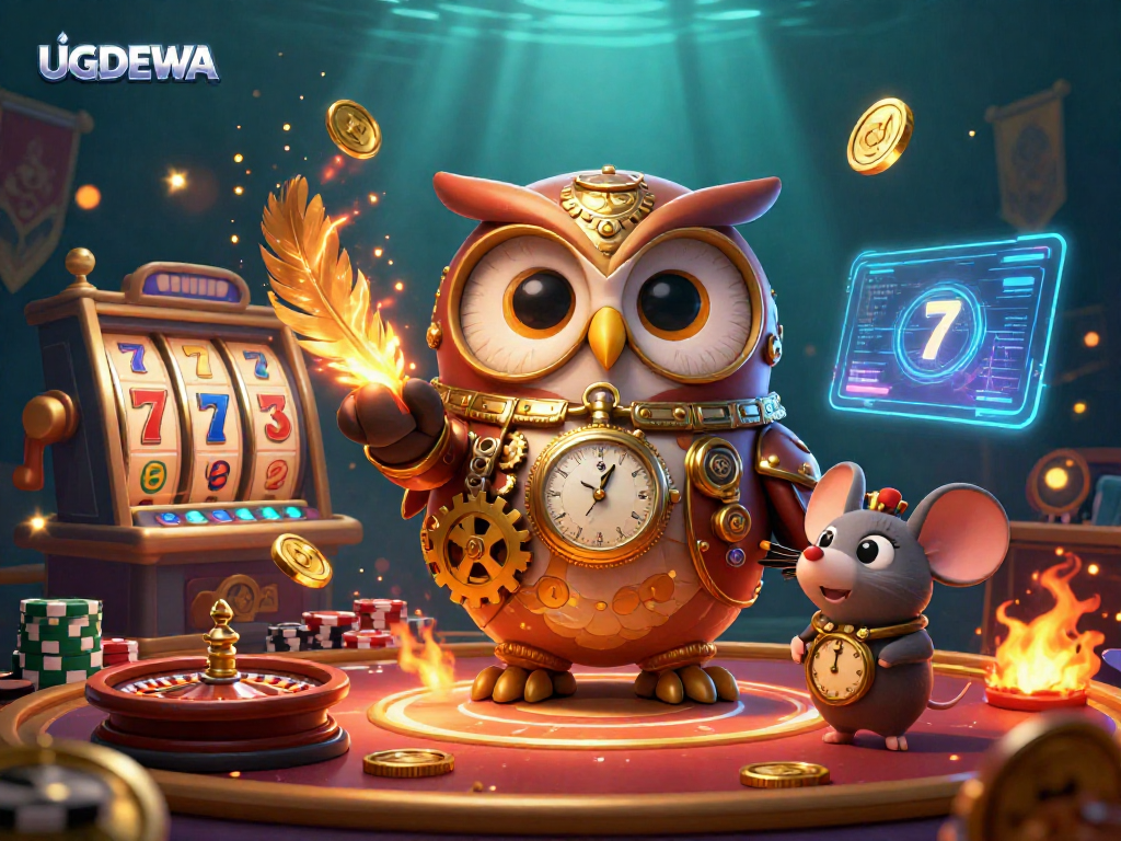 Experience thrilling gameplay at UGDEWA with its rich 3D casino illustration featuring steampunk elements.