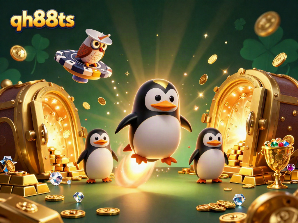 Experience the dynamic world of qh88ts with a golden penguin and Casino-themed adventure.