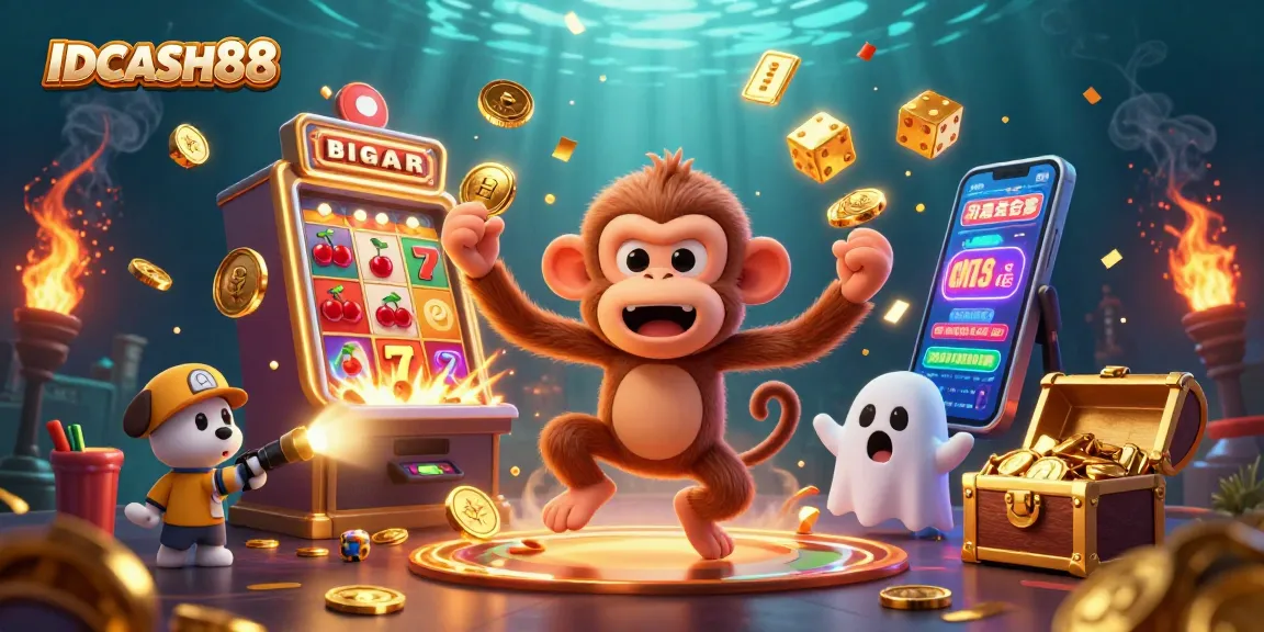 Play and win at IDCASH88 with exciting slot machines and vibrant casino graphics.