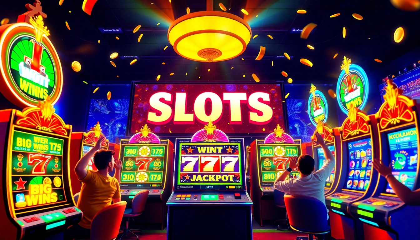 Exciting slot gacor gaming scene showcasing vibrant online slots and big wins.