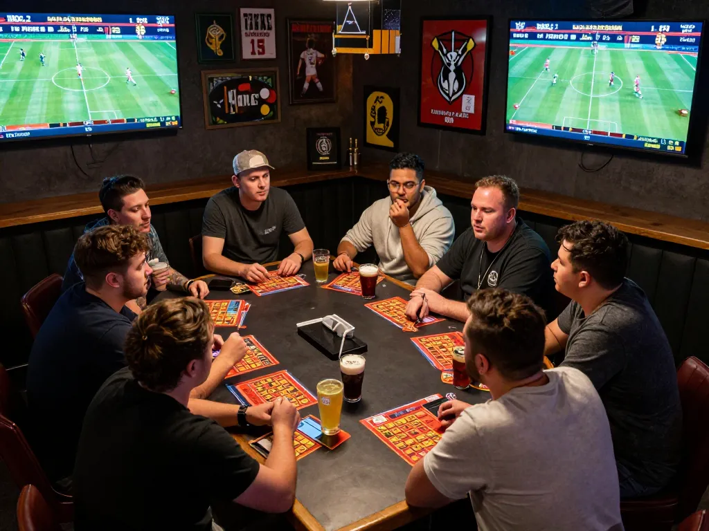Bongdalu88 users actively participating in sports betting at a vibrant sports bar environment