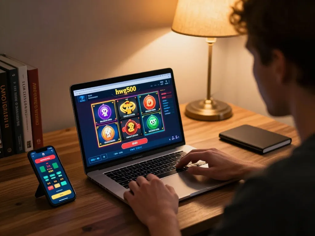 Bergabung dengan permainan slot hwg500 di laptop dalam pengaturan permainan yang nyaman.