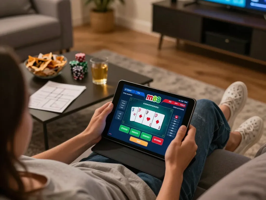 Terlibat dengan tautan m88 untuk permainan poker online, menyoroti perjudian yang bertanggung jawab di rumah.