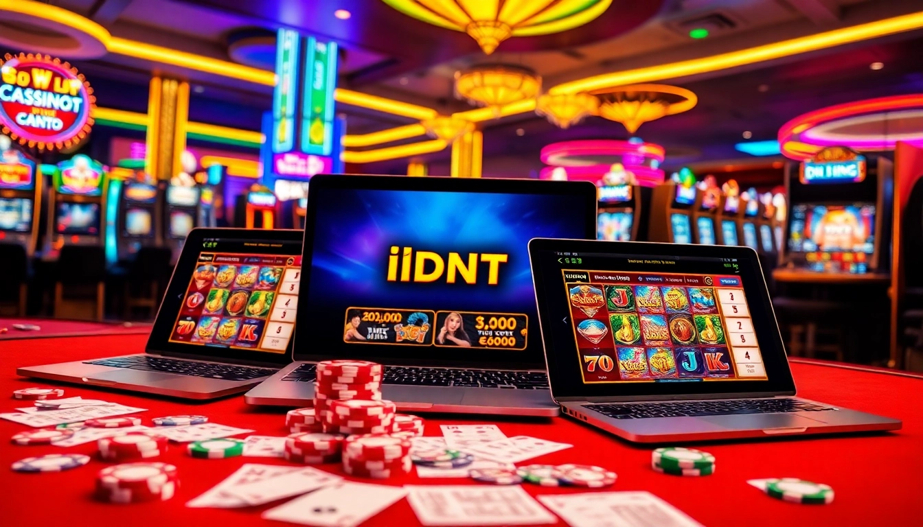Experience the thrill of idnslot gaming with winning players and vibrant casino visuals.
