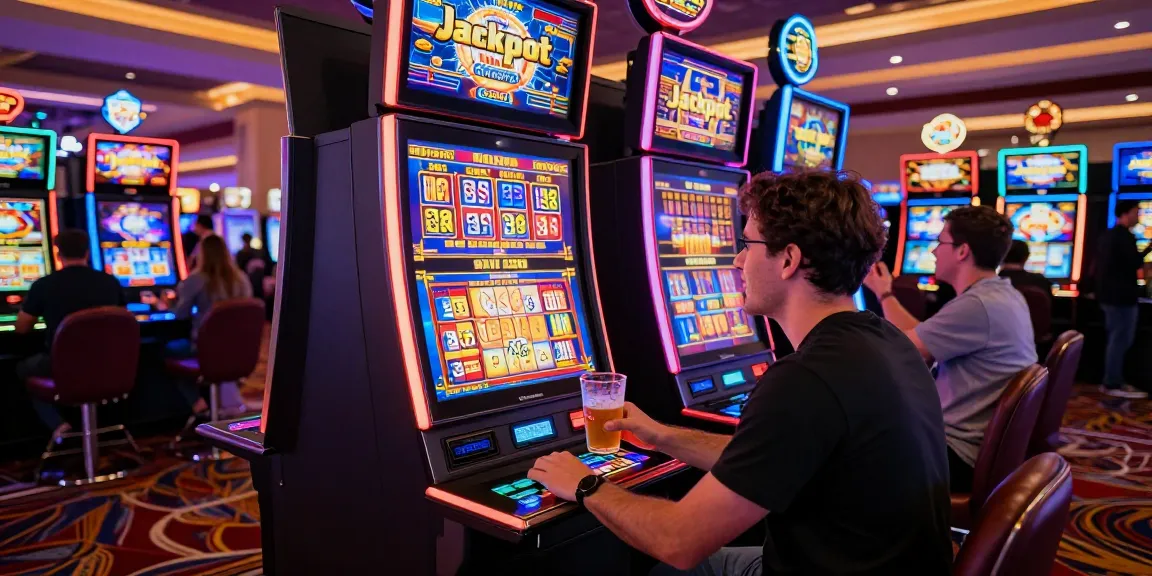 Slot gacor player enjoying a thrilling casino experience with vibrant lights and festive atmosphere.