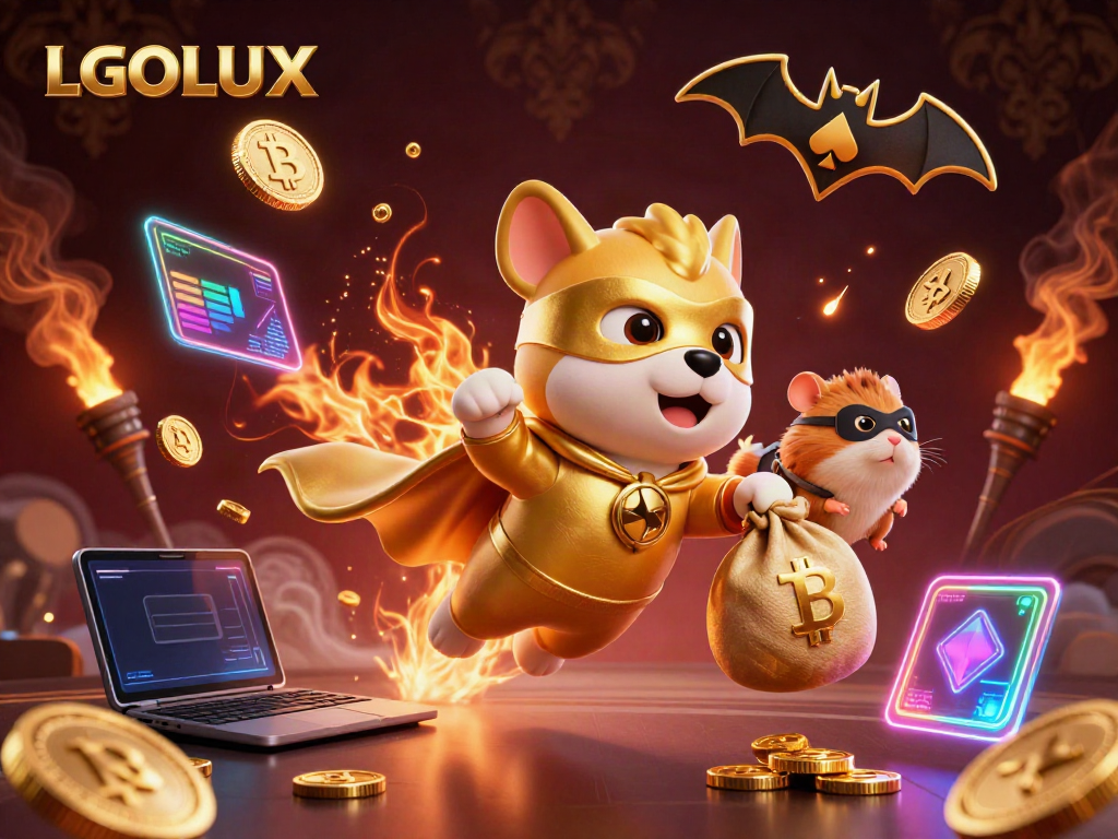 Watch the LGOLUX superhero dog and sidekick hamster soar with gold coins in this vibrant casino scene.