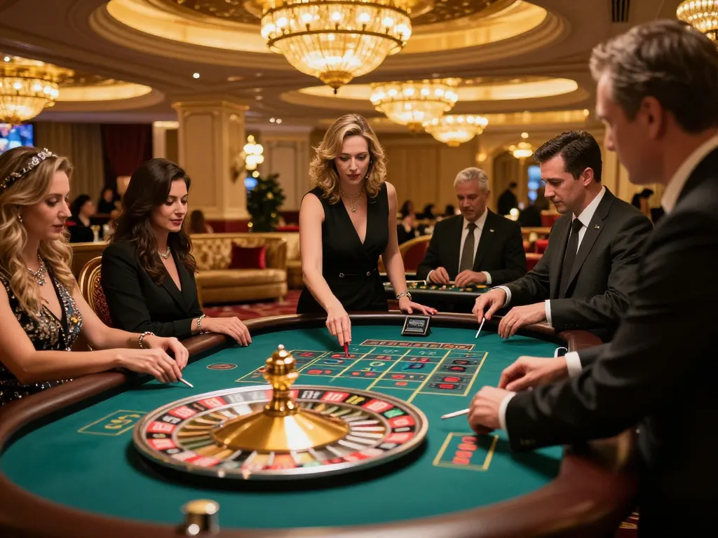 Players enjoying the kebab menu style betting experience at a glamorous roulette table, showcasing thrilling casino action.
