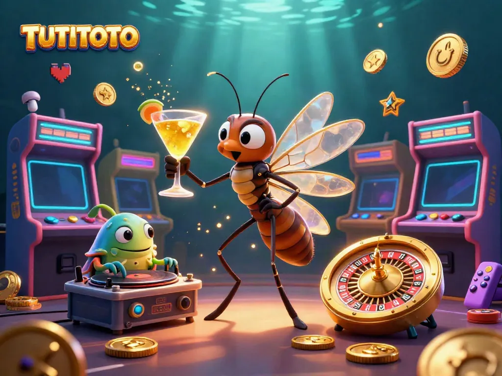 Experience thrilling gameplay at TUTITOTO featuring vibrant casino elements and retro arcade machines.