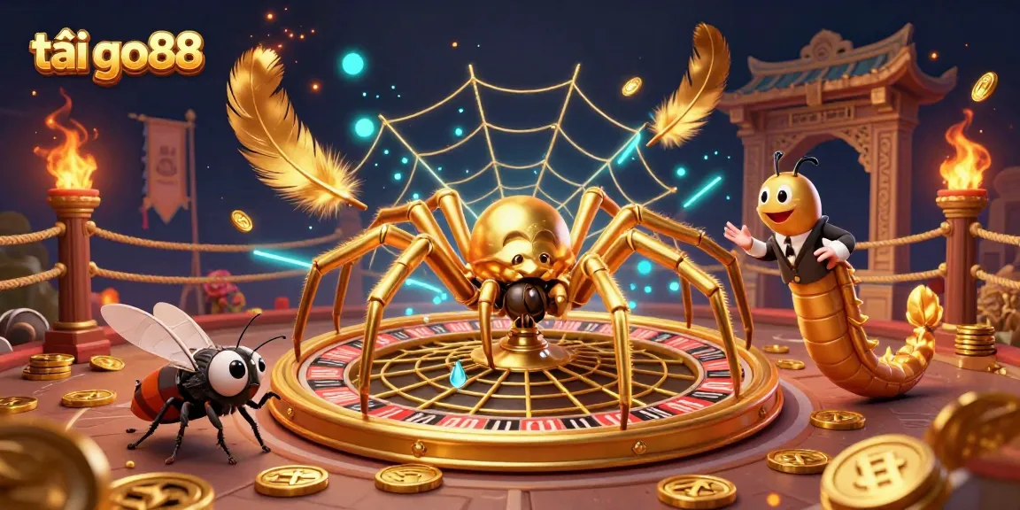 Experience the thrill of loading tải go88 with a vivid illustration of a spider-themed roulette scene.
