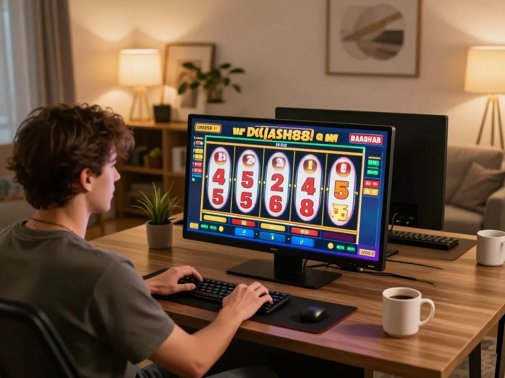 Engaging in the thrilling slot gameplay at home from IDCASH88 Daftar online platform