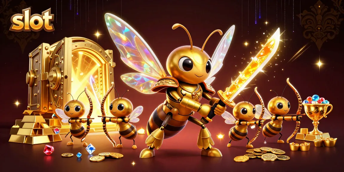 Experience thrilling slot action with dazzling golden elements and samurai bees bringing excitement.
