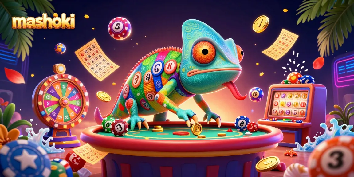 Experience the excitement of mashoki with a vibrant chameleon casino owner amidst dynamic casino elements.