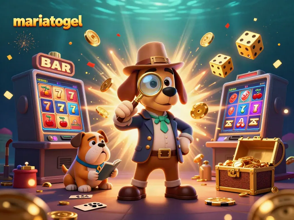 Engage with the exciting mariatogel scene featuring a detective and gambling elements amidst treasures.