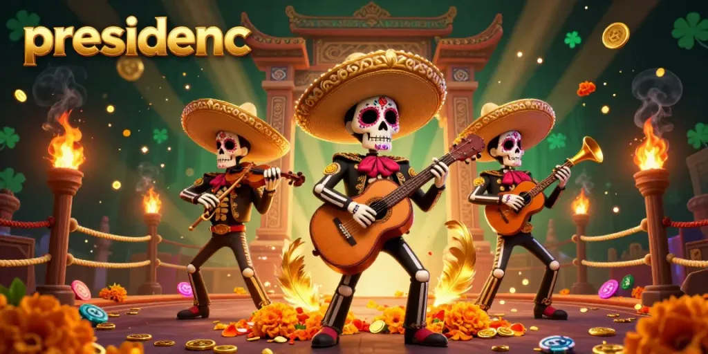 Engage with presidencc and experience thrilling gameplay with a vibrant mariachi band in an exciting casino scene.