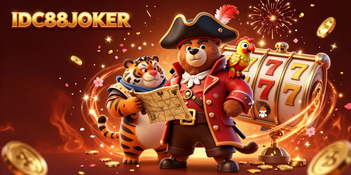 Experience thrilling gameplay and jackpot excitement with IDC88JOKER's colorful slot reels and dynamic characters.