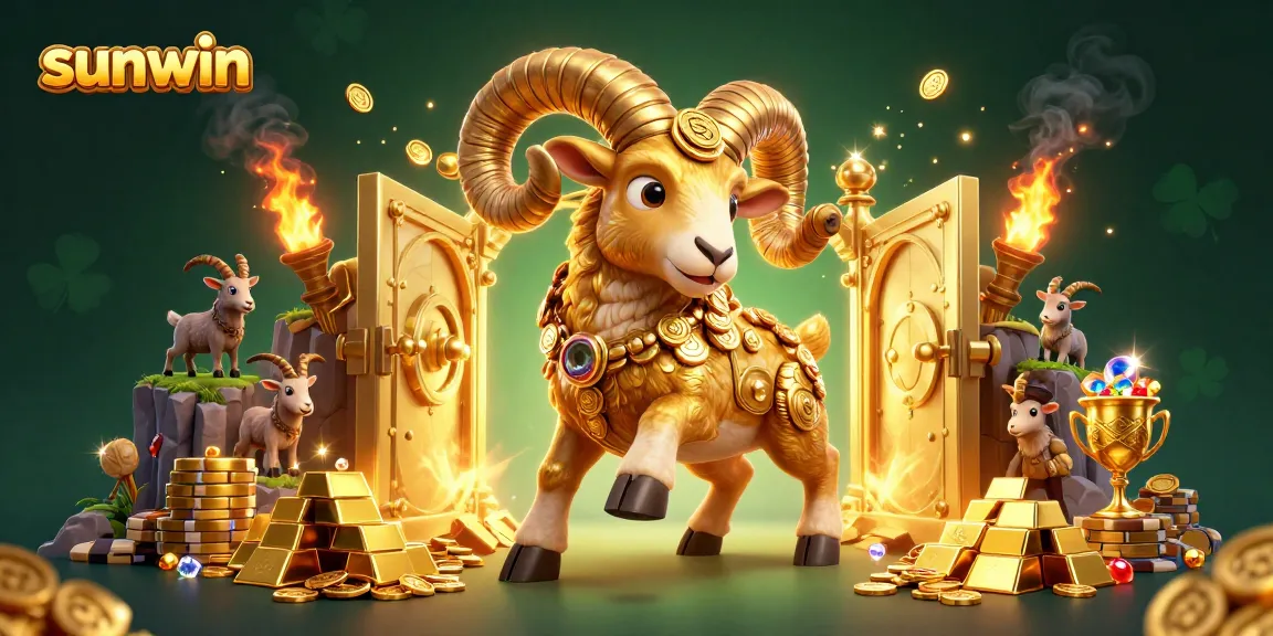 Engage in thrilling games at sunwin, with a vibrant scene showcasing golden jackpots and dynamic casino elements.