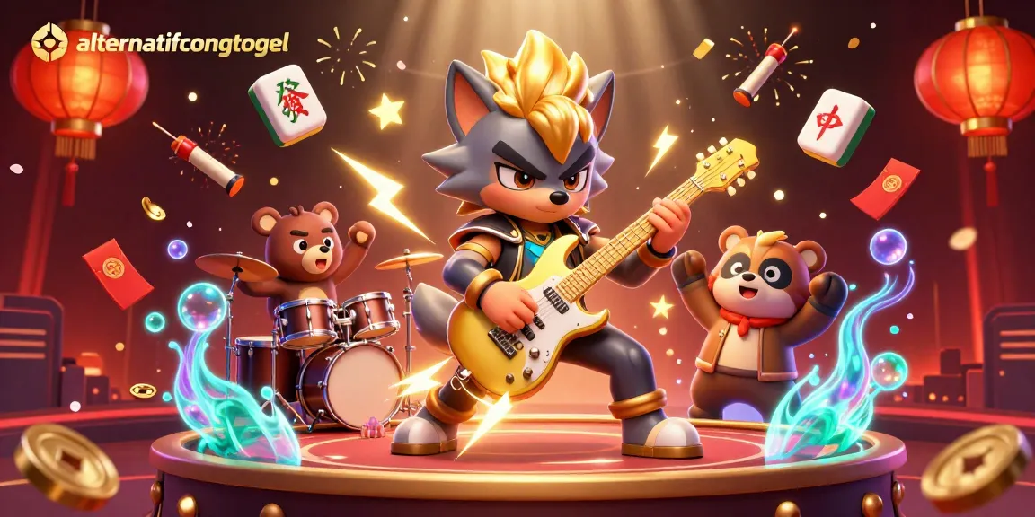 Engage with alternatifcongtogel through a lively casino-themed illustration featuring dynamic characters and vibrant gambling elements.