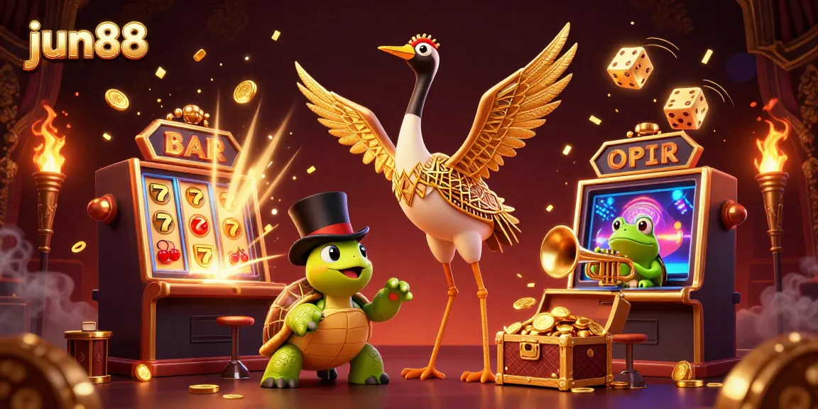 Experience exciting gameplay with jun88's vibrant casino characters and jackpot elements in this engaging scene.
