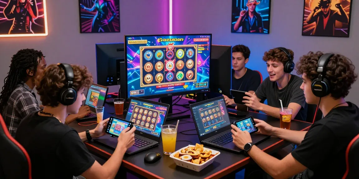Friends enjoying a thrilling slot gacor gaming experience together with vibrant visuals.